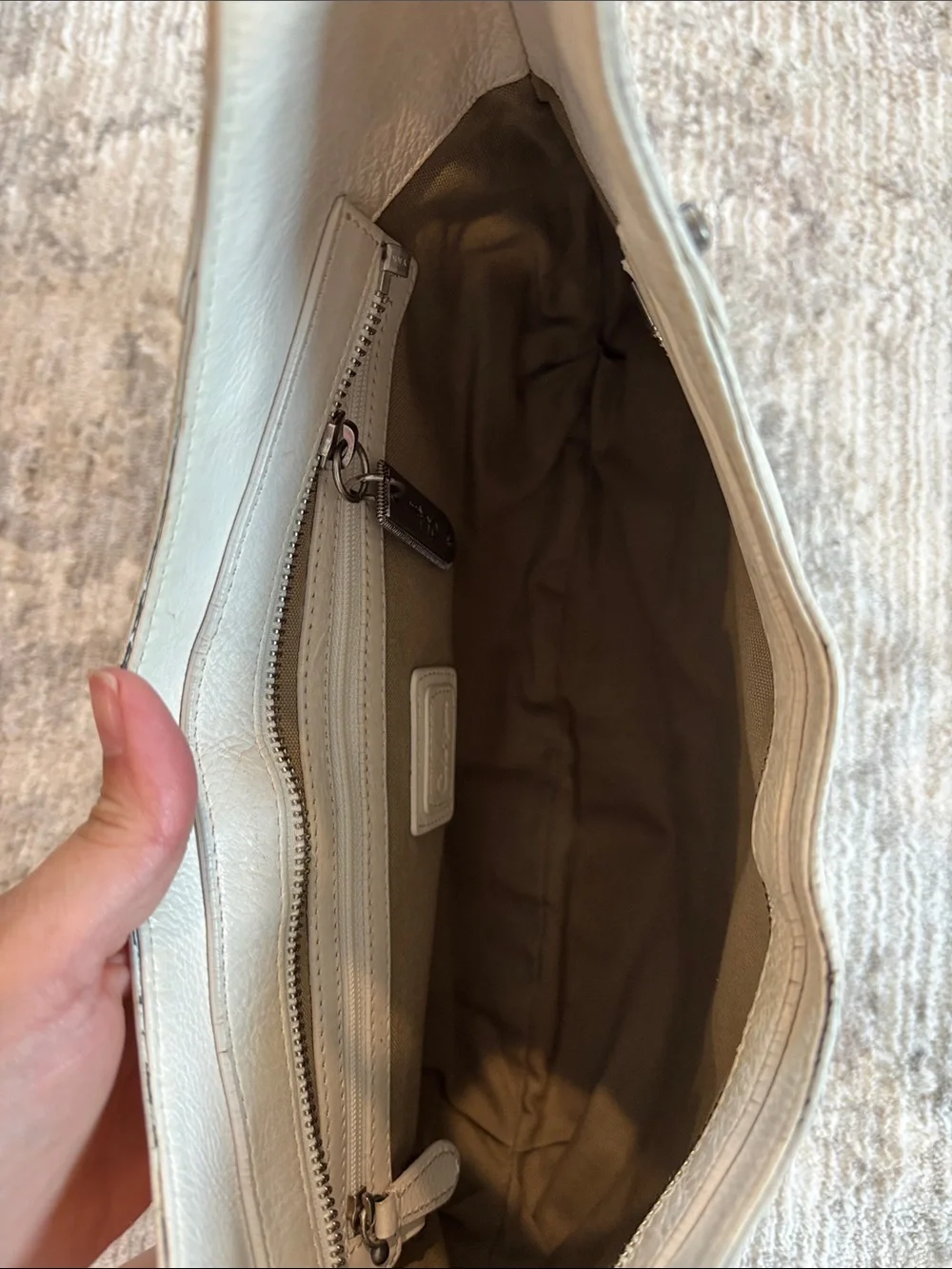 Cole Haan Cream Woven Leather Hobo Bag